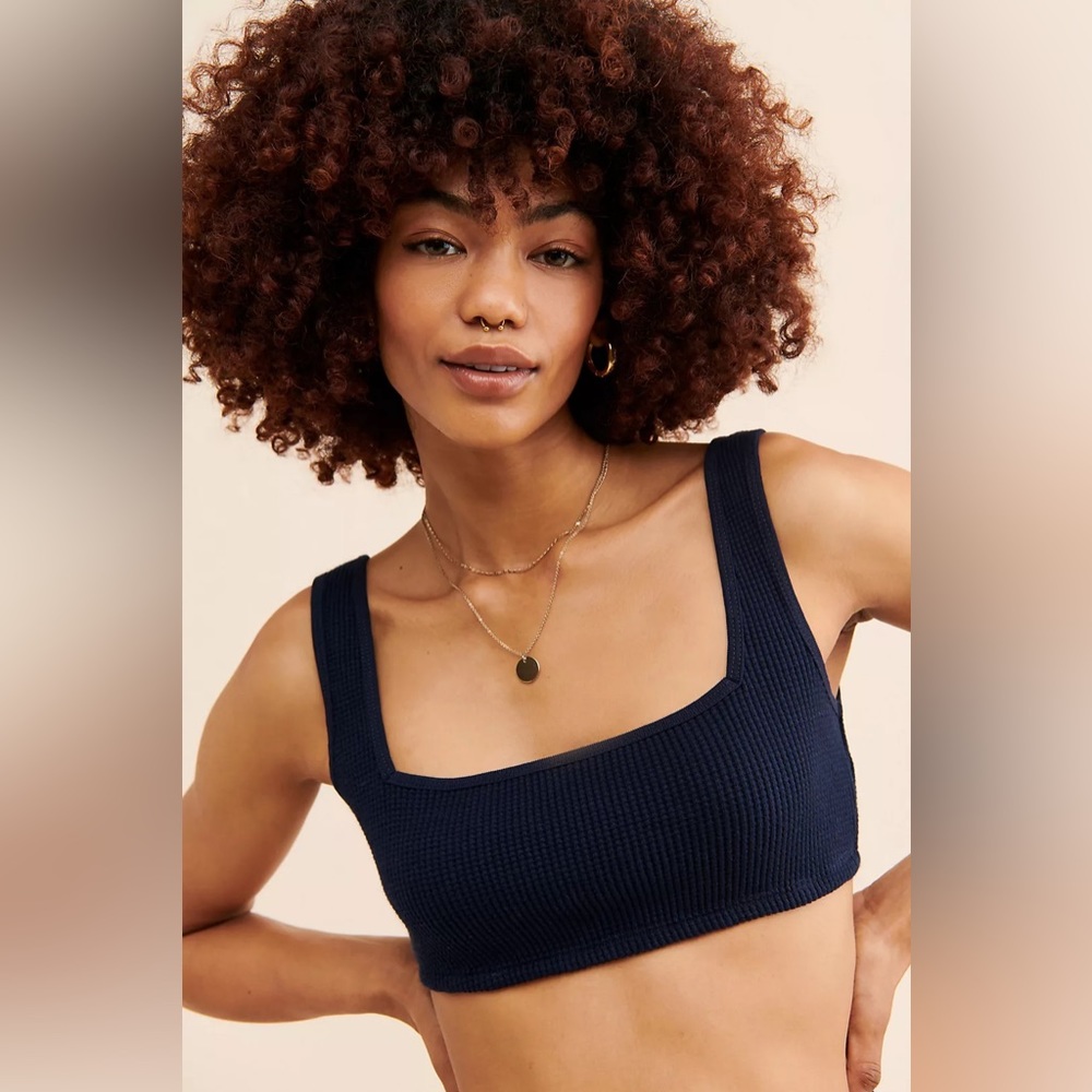 Onia By ANTHROPOLOGIE | Waffle Knit Bralette Women’s Dark Navy Blue - Picture 2 of 9